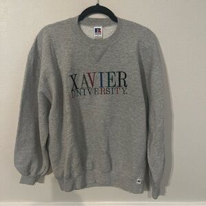 Vtg 90s Xavier University Russell Athletic Pro Cotton Sz L Gray Sweatshirt